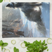 Chinese kuif laat het sneeuwKerstmis Theedoek (Gevouwen)