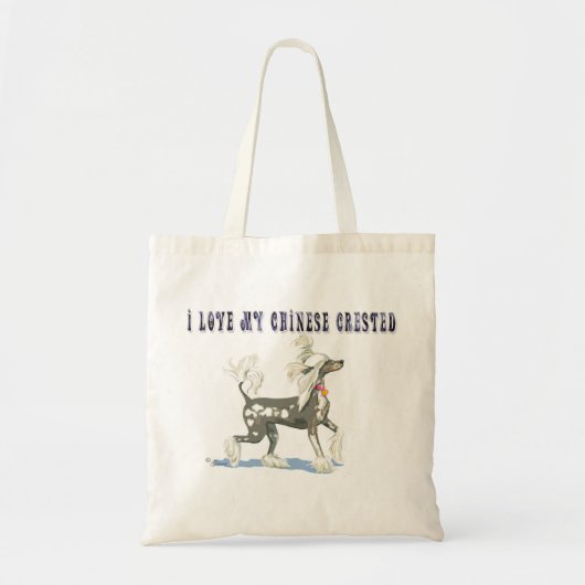 Chinese kuifhond Prancing Grijs Tote Bag (Voorkant)