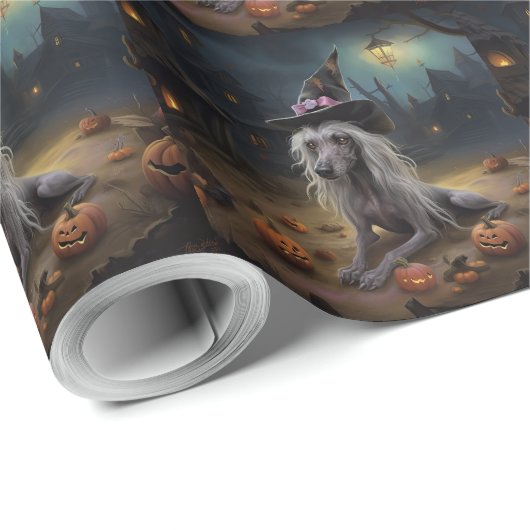 Chinese kuifpompoenen Halloween eng Cadeaupapier (Rol Hoek)