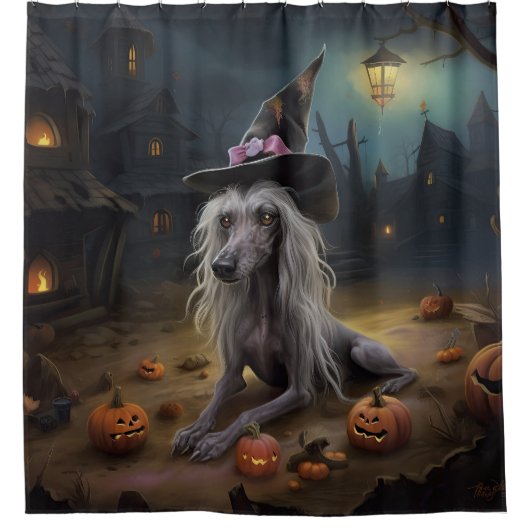 Chinese kuifpompoenen Halloween eng Douchegordijn (Voorkant)