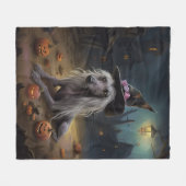 Chinese kuifpompoenen Halloween eng Fleece Deken (Voorkant (Horizontaal))