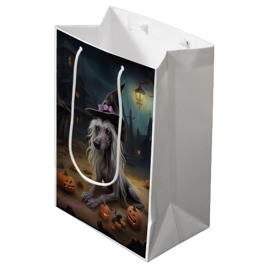 Chinese kuifpompoenen Halloween eng Medium Cadeauzakje (Voorkant Gekanteld)