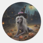 Chinese kuifpompoenen Halloween eng Ronde Sticker (Voorkant)