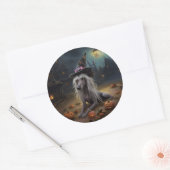 Chinese kuifpompoenen Halloween eng Ronde Sticker (Envelop)