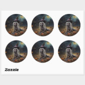 Chinese kuifpompoenen Halloween eng Ronde Sticker (Vel)