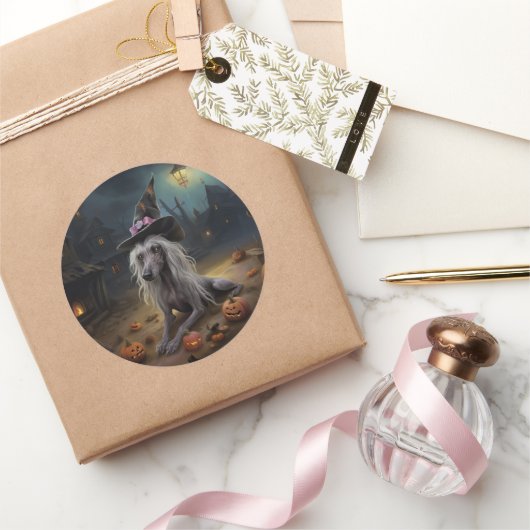 Chinese kuifpompoenen Halloween eng Ronde Sticker (Geschenken)