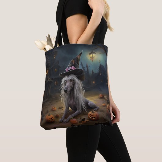 Chinese kuifpompoenen Halloween eng Tote Bag (Dichtbij)