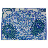 CHINESE KUNST GESCHENKTAS BLAUW BLOEMMOTIEF GROOT CADEAUZAKJE (Achterkant)