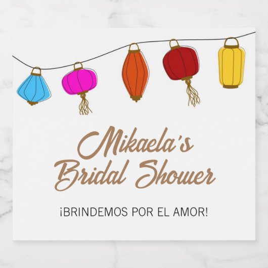 Chinese Lampion Bruiloftsfeest Sparkling Wijnetiket (Enkel label)