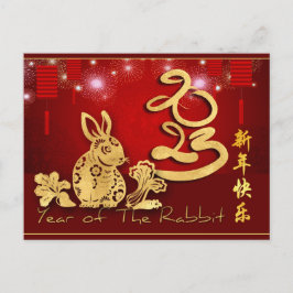 Chinese lampions Fireworks Rabbit Year 2023 HPostc Briefkaart