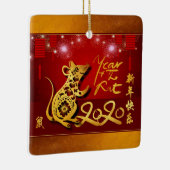 Chinese lampions Fireworks Rat Year 2020 SqCO Keramisch Ornament (Rechts)