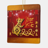 Chinese lampions Fireworks Rat Year 2020 SqCO Keramisch Ornament (Links)
