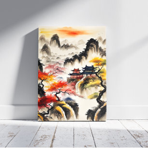 Chinese landschapsinktpainting canvas afdruk