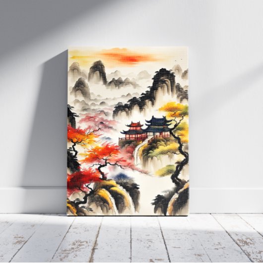 Chinese landschapsinktpainting canvas afdruk