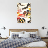 Chinese landschapsinktpainting canvas afdruk (Insitu (Slaapkamer))
