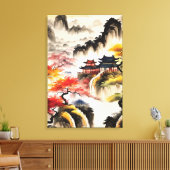 Chinese landschapsinktpainting canvas afdruk (Insitu (Woonkamer))
