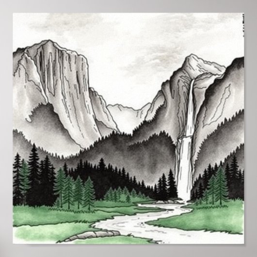 Chinese landschapstekening poster (Voorkant)