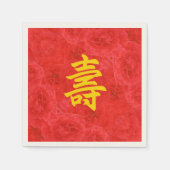 Chinese lange levensduur rijke rode rozenbloesems servetten (Voorkant)