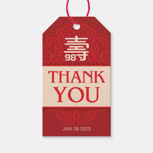 Chinese "Langlevendigheid" (99 & jongere) Cadeaulabel (Voorkant)