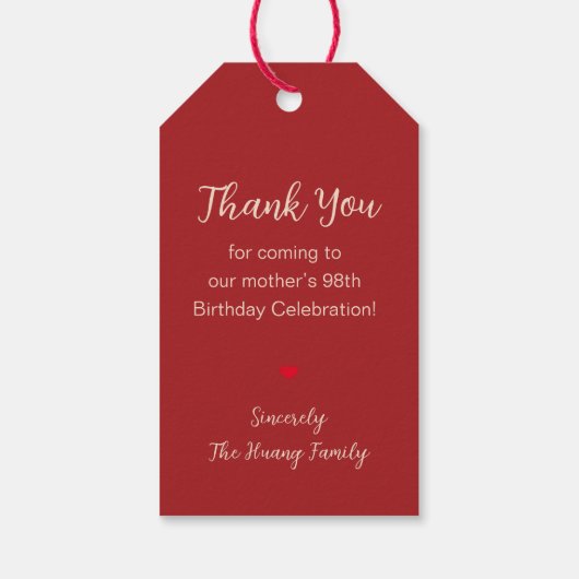 Chinese "Langlevendigheid" (99 & jongere) Cadeaulabel (Achterkant)
