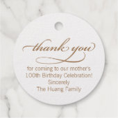 Chinese "Langlevendigheid" Birthday (100+ jaar oud Bedankjes Labels (Achterkant)