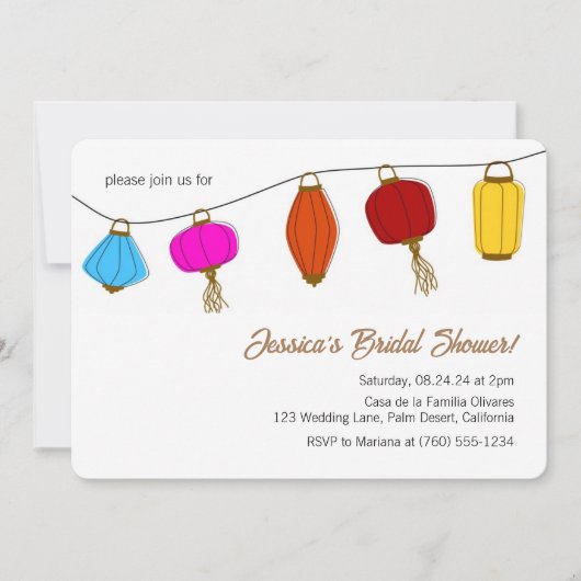 Chinese lantaarn bruids douche uitnodigingen (Voorkant)