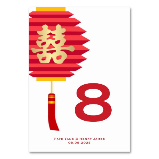 Chinese Lantaarn & Dubbel Geluk Huwelijk Kaart (Voorkant)