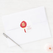 Chinese lantaarn en dubbel geluk bruiloft ronde sticker (Envelop)