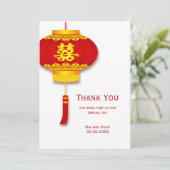 Chinese lantaarn en dubbel geluk Dank u Kaart (Staand voorkant)