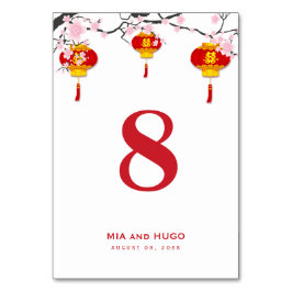 Chinese Lantaarn en Kersenbloesem Huwelijk Kaart