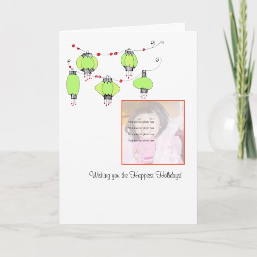 Chinese Lantaarn fotokaart Feestdagen Kaart (Voorkant)