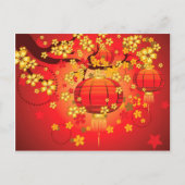 Chinese Lantaarn met Sakura Branch 7 Briefkaart (Voorkant)