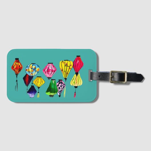 Chinese lantaarnkleurige kunst bagagelabel (Voorkant (horizontaal))