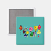 Chinese lantaarnkleurige kunst magneet (Voorkant / Achterkant)