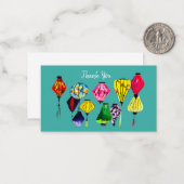 Chinese lantaarnkleurige kunst notitiekaartje (Voorkant / Achterkant in situ)