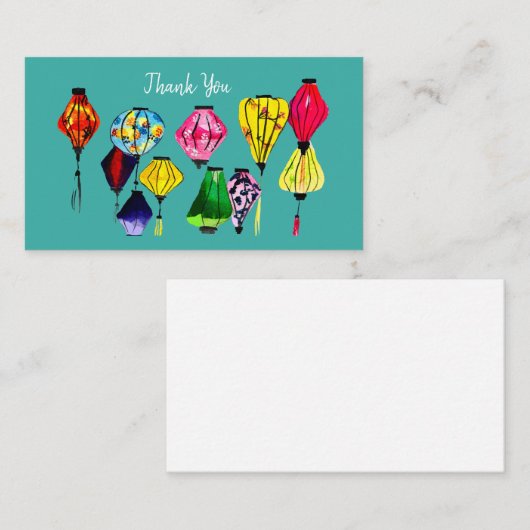 Chinese lantaarnkleurige kunst notitiekaartje (Voorkant / Achterkant)