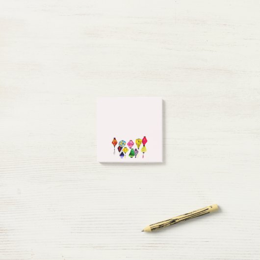 Chinese lantaarnkleurige kunst post-it® notes (Op bureau)