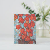 Chinese lantaarns, bloemenschilderwerk in de herfs briefkaart (Staand voorkant)