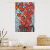 Chinese lantaarns, bloemenschilderwerk in de herfs poster (Keuken)