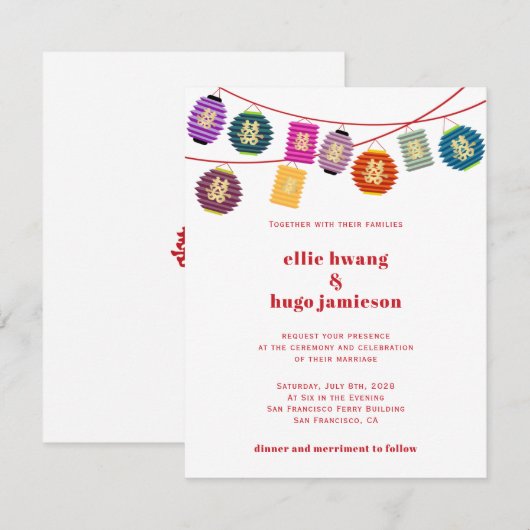 Chinese lantaarns en dubbeldeksweddenschap kaart (Voorkant / Achterkant)