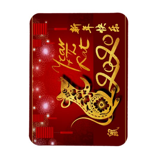 Chinese lantaarns Fireworks Rat Year 2020 F Magnet Magneet (Verticaal)