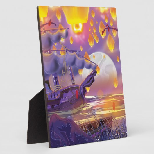 Chinese lantaarns op het meer fotoplaat (Zijkant)