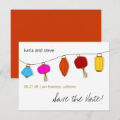 Chinese lantaarns slaan de datum op aankondigingskaart (Voorkant / Achterkant)