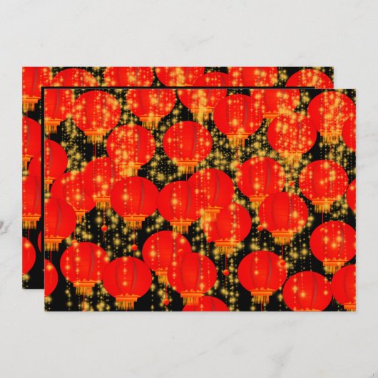 Chinese lantaarns uitnodiging (Voorkant / Achterkant)