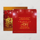 Chinese Lantaarns Vuurwerk Ox Jaar 2021 Uitnodigin Save The Date (Voorkant / Achterkant)