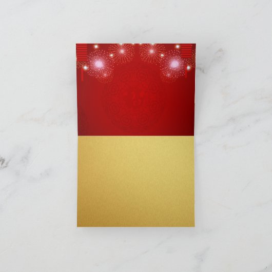 Chinese Lantaarns Vuurwerk Rat Jaar 2020 SGC Feestdagen Kaart (Binnen)