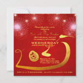 Chinese lantaarns vuurwerk slangenjaar 2025 Inv Save The Date (Voorkant)