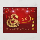 Chinese lantaarns vuurwerk Snake Jaar 2025 HHPostC Uitnodiging Briefkaart (Voorkant)