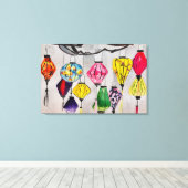 Chinese lantaarns waterverf canvas afdruk (Insitu (Houten vloer))