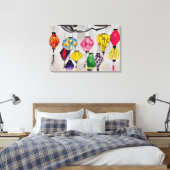 Chinese lantaarns waterverf canvas afdruk (Insitu (Slaapkamer))